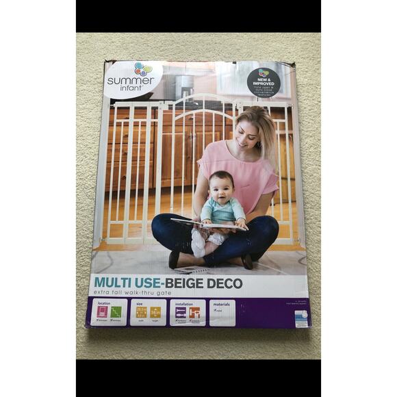 Summer Infant 27410 Multi Use Decorative Extra Tall Walk Thru Gate - Beige - Picture 1 of 5